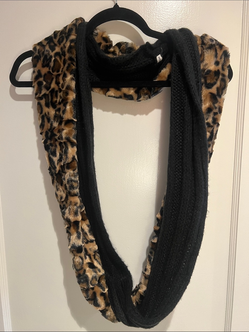 croft & barrow Black Knit and Leopard Print Reversible Infinity Scarf
